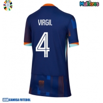 Camisa de Futebol Holanda Virgil van Dijk #4 Equipamento Secundário Mulheres Europeu 2024 Manga Curta